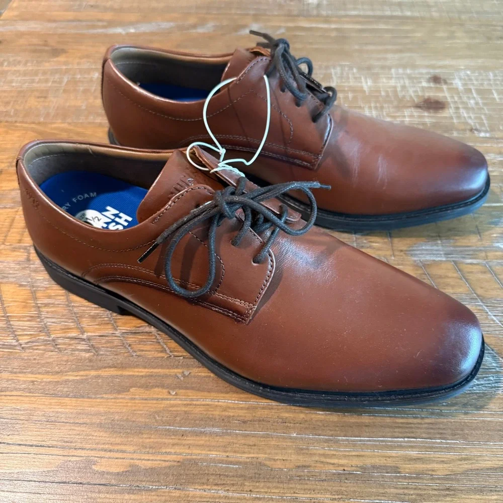 Nunn Bush Baxter PT OX Mens Cognac Leather Dress Shoes 9.5 M 81407-221